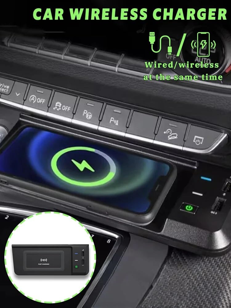 Chargeur sans fil rapide for voiture, compatible avec Q5 SQ5 2018 – 2020, support de téléphone, multi-port Usb, contrôle central intégré