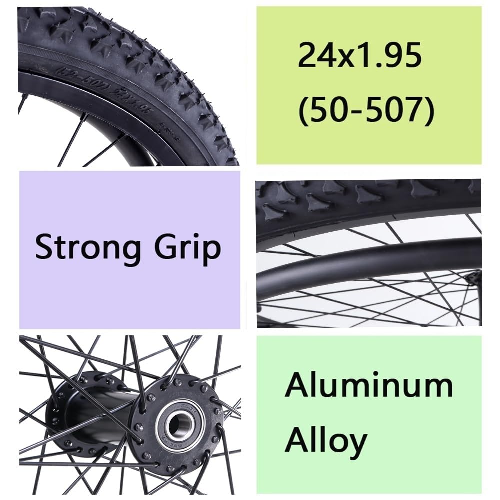 Rollstuhl Hinterräder, 24 x 1,95 Luftreifen für Strandrollstühle, Nabe aus Aluminiumlegierung, Ersatzrad für Gehhilfen