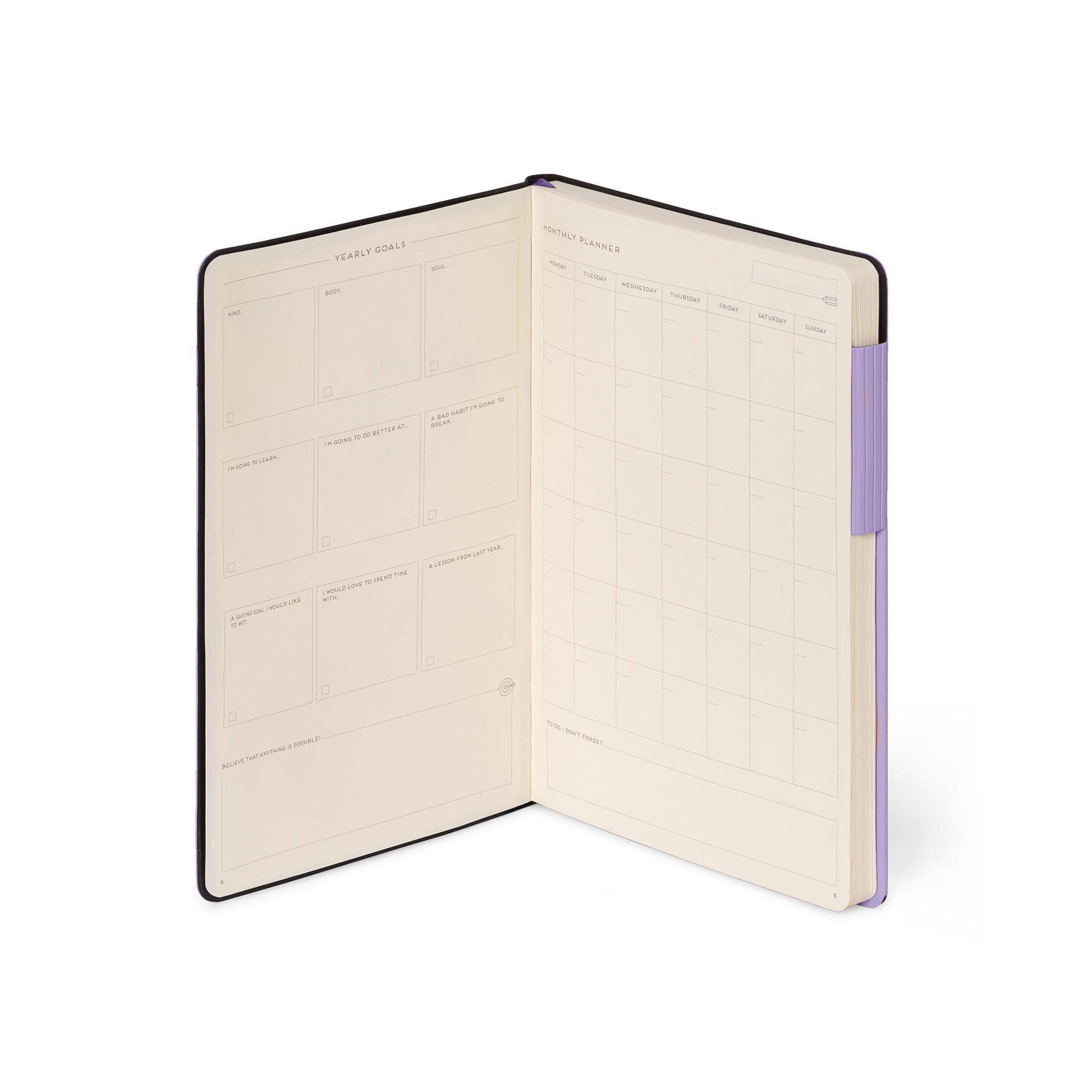 Legami - Beyaz sayfalı not defteri, orta, 192 sayfa, yumuşak poliüretan kapak, FSC® sertifikalı kağıt, fildişi renkli kağıt, 90 g/m², aylık planlayıcı, adres defteri, yer imi, 13 x 21 cm,