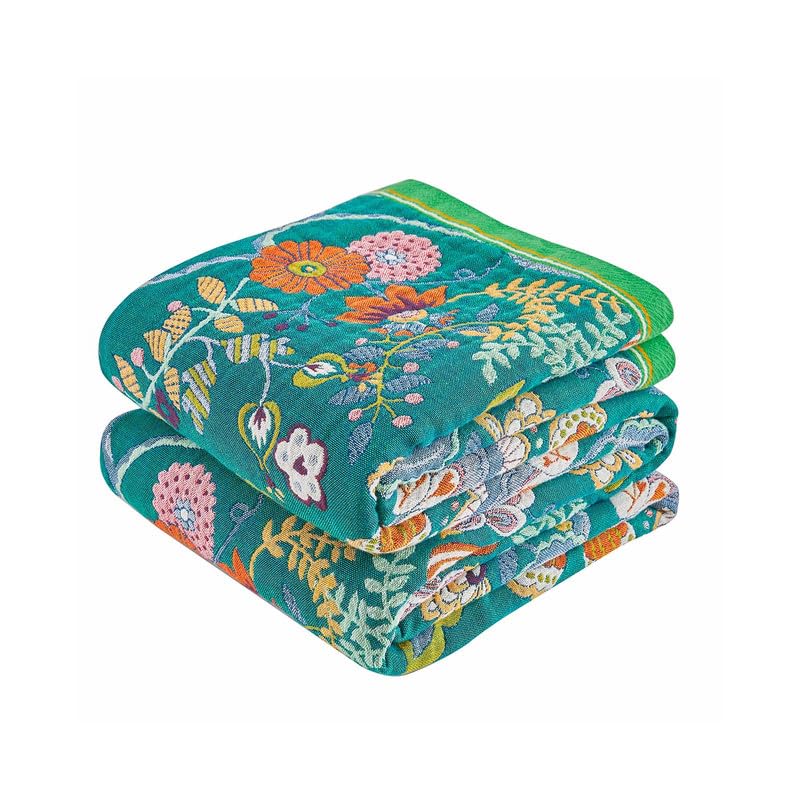 Image of Boho Throw Blanket Cotton Muslin Woven Flower Decorative Blankets 90 inchx98 inch