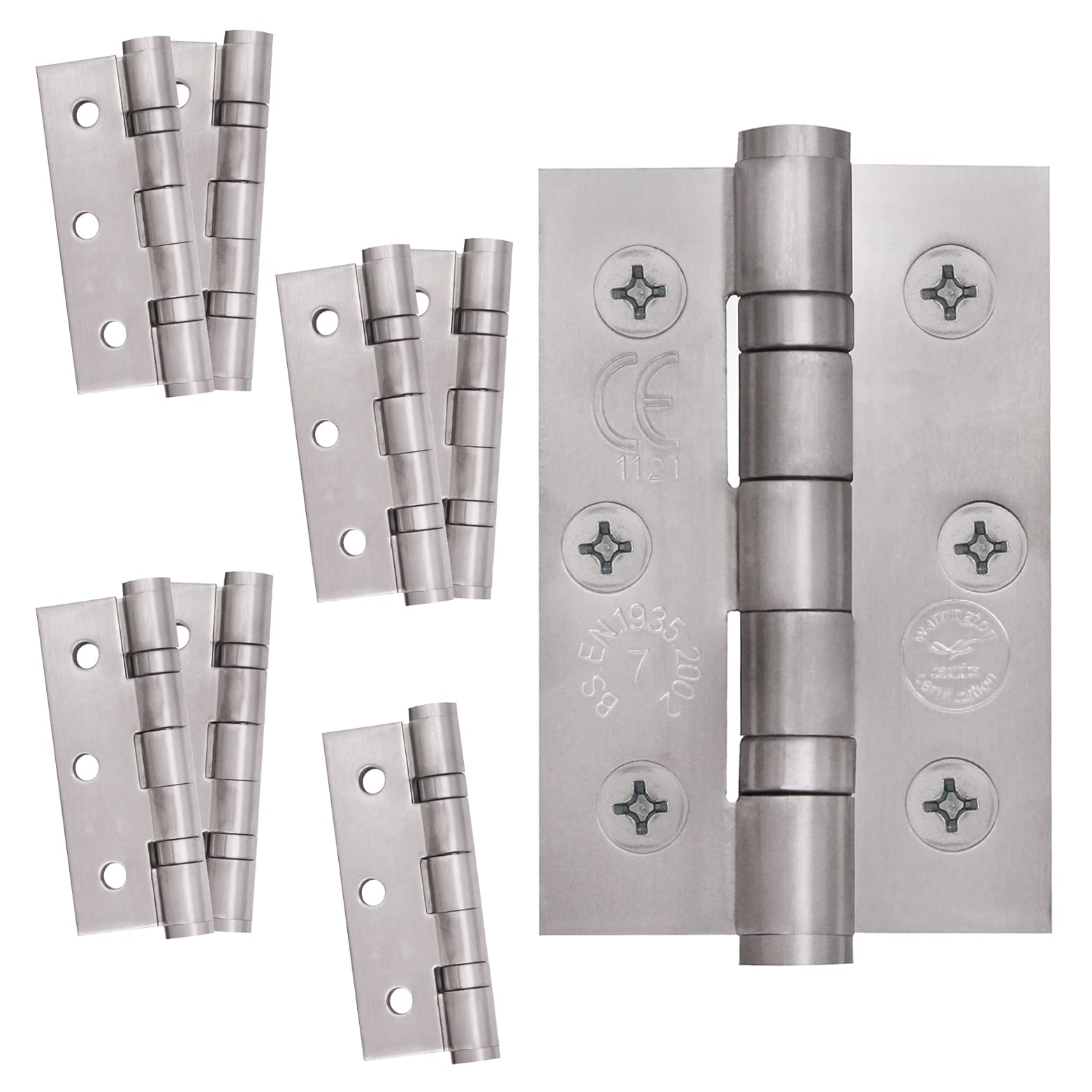 EAI Door Hinges 3 Inch / 76mm Ball Bearing | 4 Pair [8 Hinges & Screws] | Stainless Steel