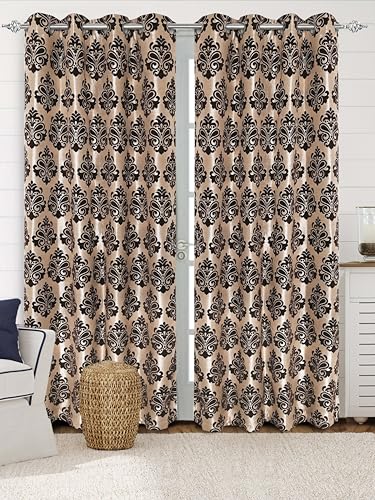 Image of Saral Home Medallion Chenille Blackout Door Curtains 2pc, Brown 4x7 Ft