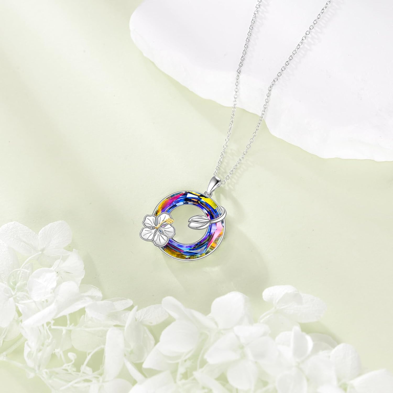 POPLYKE Sterling Silver Flower Pendant Birthflower Jewelry Gifts for Mother Mom Friend Birthday Mother's Day - Image 2