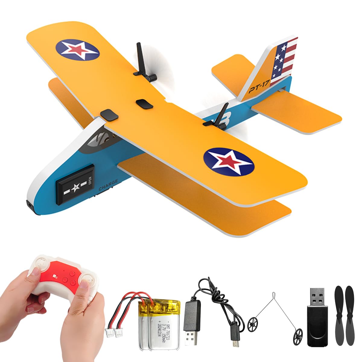 RoofWorld RC Plane 2. 4Ghz RC Airplane for Kids & Beginners Easy to Fly with 6-axis Gyro Stabilizer 2CH MPP Remote Control RC Glider Indoor/Outdoor