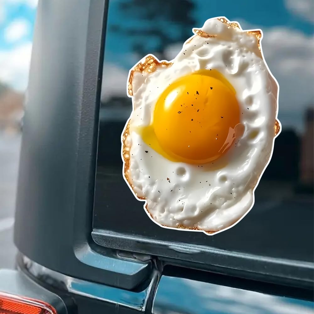 2 Stück 10x14 cm, realistische Eier-Autoaufkleber für Stoßstange und Fenster, passend für LKW und Transporter, wasserfeste Autoaufkleber, dekoratives Vinylmaterial | #DZ40