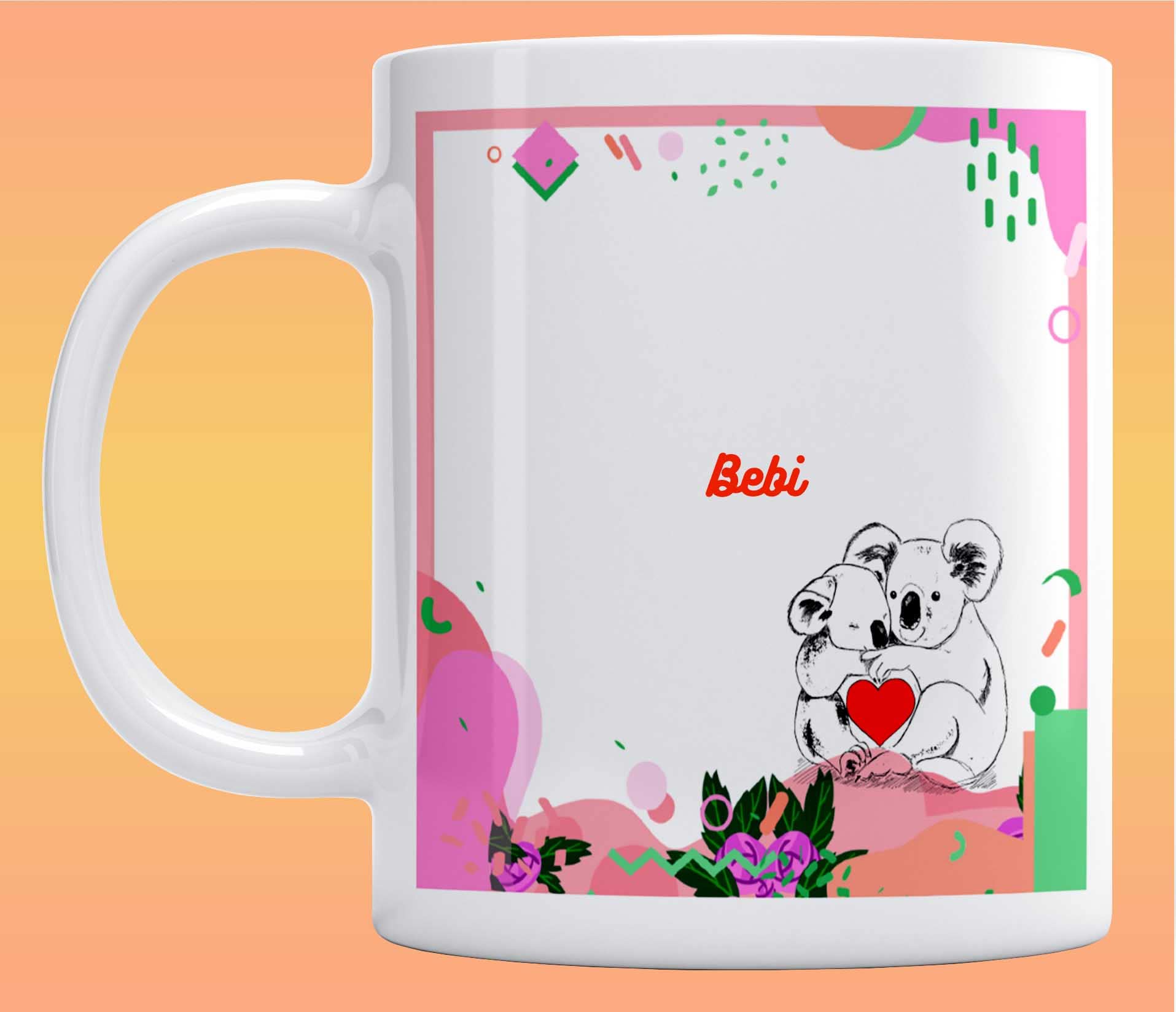 LOROFY Name Bebi Beautiful Koala Design Printed White Ceramic Coffee Mug (350ML)