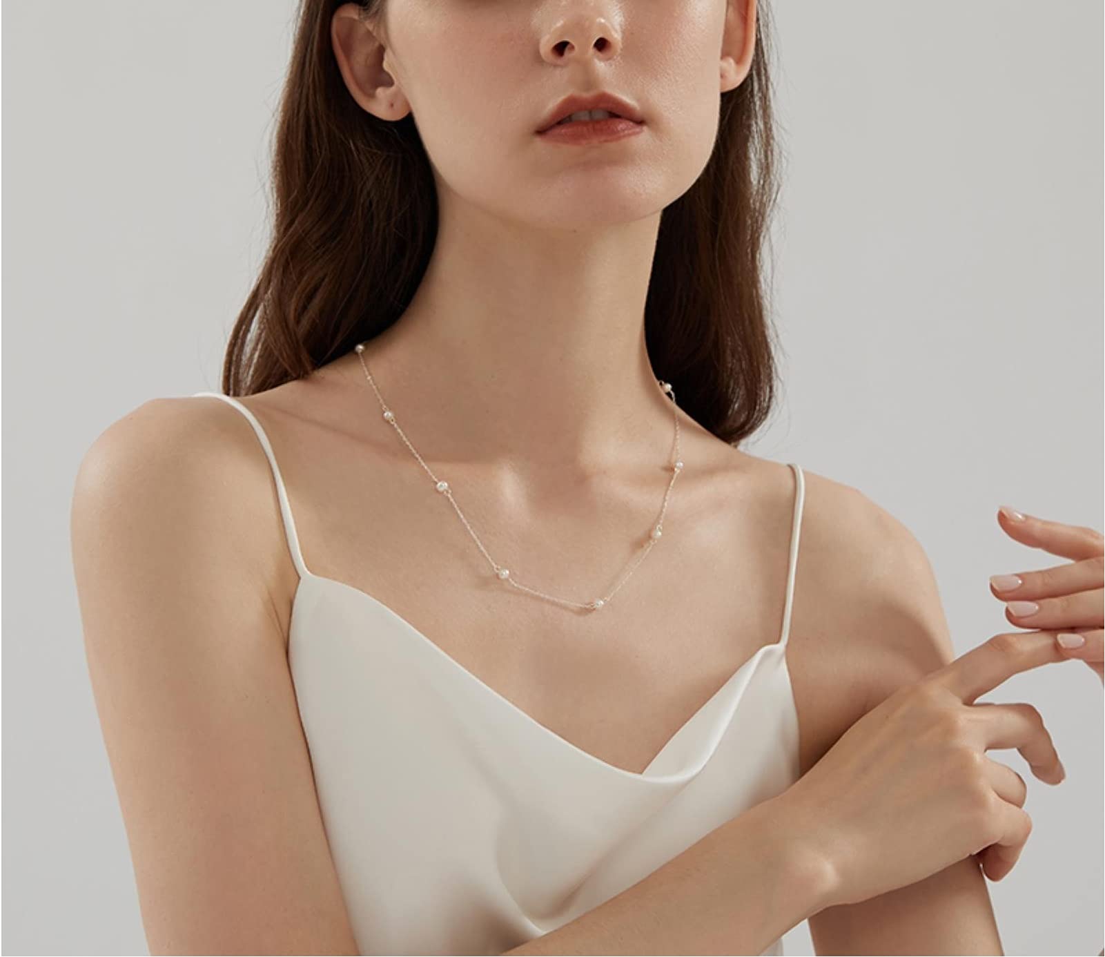 LOKILOKI Cadena De Plata De Ley 925 En El Collar para Mujer, Mini Perlas Naturales De Agua Dulce, Joyería, Regalos para El Año Nuevo