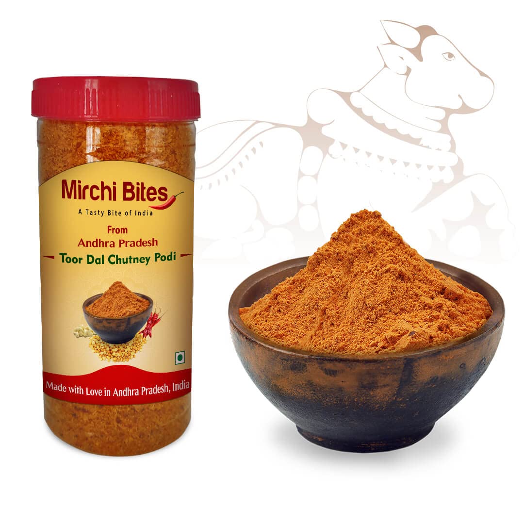 Mirchi Bites Andhra Toor Dal Chutney Podi | Kandi Pappu Chutney Podi | Authentic Product Made in Andhra Pradesh