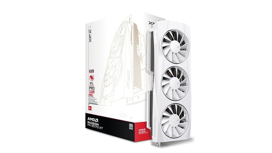 XFX Quicksilver AMD Radeon RX 9070XT White Gaming Edition with 16GB GDDR6 HDMI 3xDP, AMD RDNA 4 RX-97TQICKW9 - RX 9070 XT QICK White