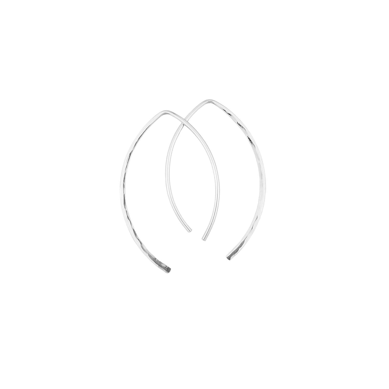 1 Inch Thin Sterling Silver Hammered Threader Earrings Open Hoop 20 Gauge (.8mm)