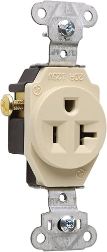 Pass & Seymour 5351CC8salida única, Heavy-Duty, 2-Pole, 3-Wire Terreno, café, 20-Amp, 125-volt, 5351CC8