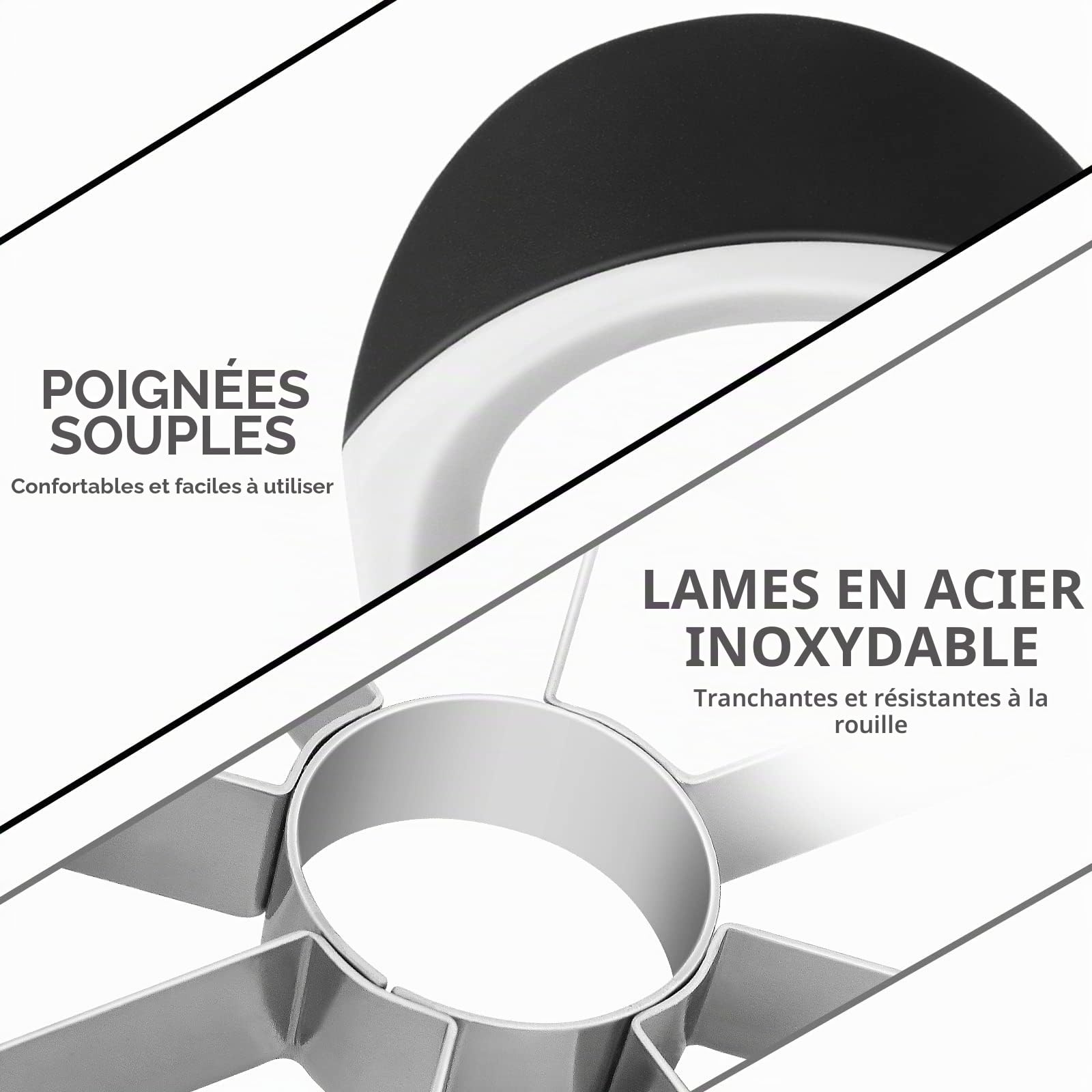 Asdirne Trancheuse et vide-pommes, coupe-pommes et trancheuse à fruits avec lames tranchantes en acier inoxydable et poignées ergonomiques antidérapantes, noir