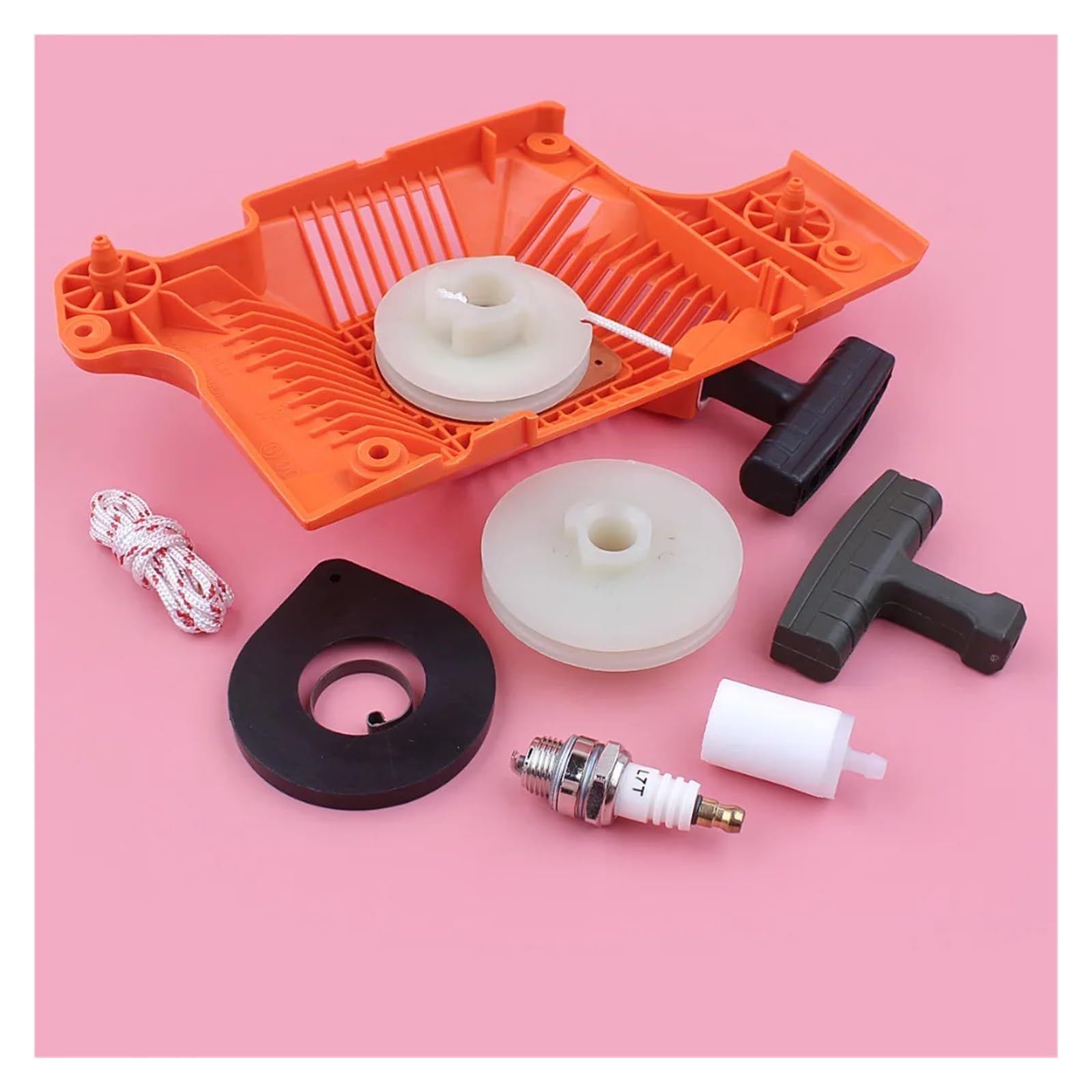 Kit de bujías de Filtro de Combustible con Resorte de Agarre de Mango de Cuerda de polea de Arranque de Retroceso for Piezas de Repuesto de Motosierra H-usqvarn 50 51 55
