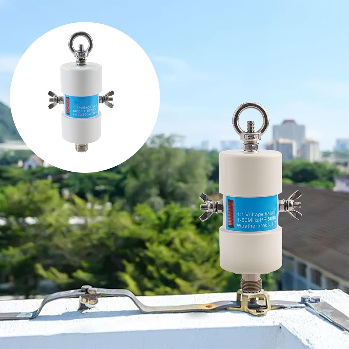 Ubric Balun Radio à Ondes Courtes Antenne 1:1 Balun Plage de fréquence 1-50 MHz 500 W Antenne Radio Amateur avec Prise UHF