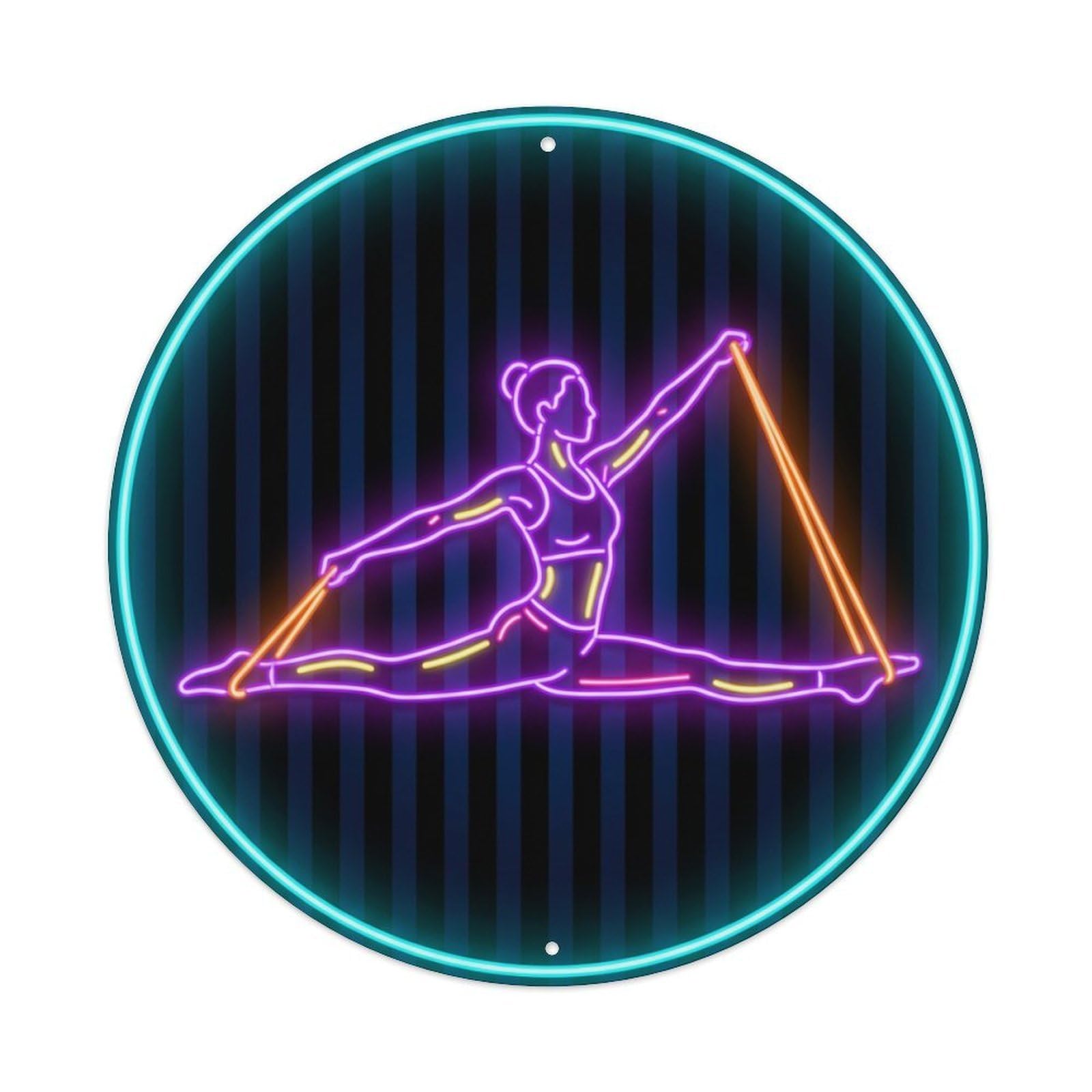 Vintage Faux Neon Gym Retro Bodybuilding Flexibility Metal Tin Sign