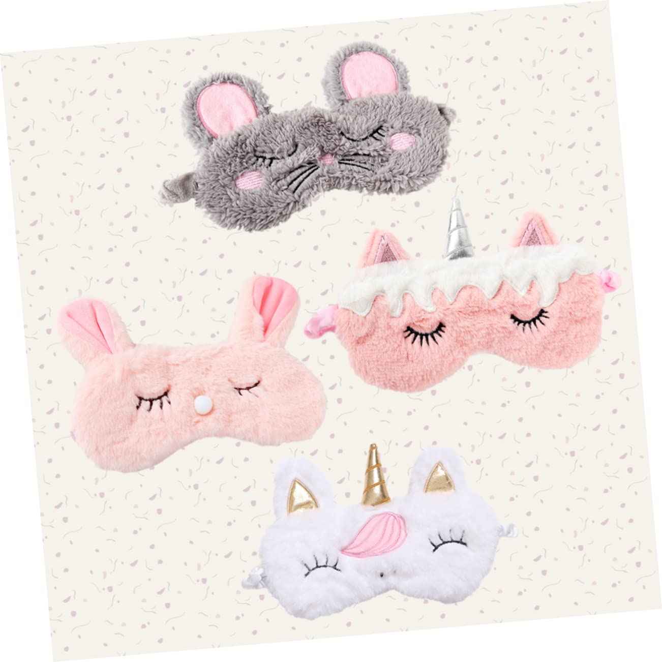 Ipetboom 8pièces Masque De Sommeil Peluche Eye Mask Forme De Lapin Et Licorne Pour Voyages Les Siestes Fêtes Doux Et Confortable Pour Bloquer La Lumière