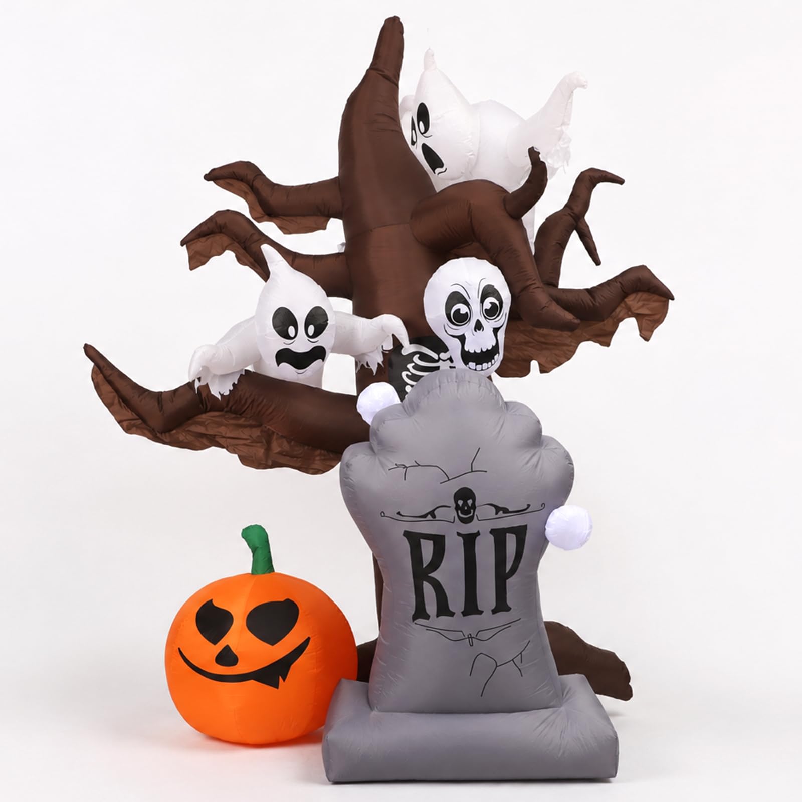 Arbre mort gonflable Halloween avec citrouille squelette géant