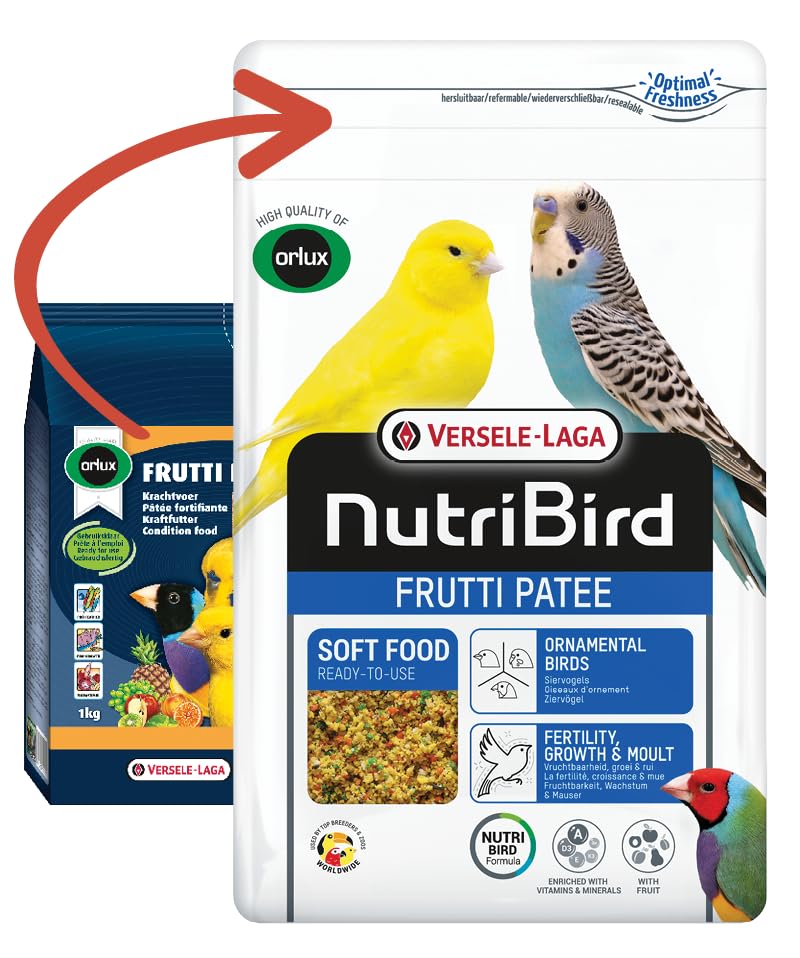 Versele-Laga NutriBird Frutti Patee Kraftfutter | 1 kg | Gebrauchsfertiges Alleinfutter für alle Ziervogelarten | Mit Vitaminen und Mineralstoffen| Mit Lysin und Methionin