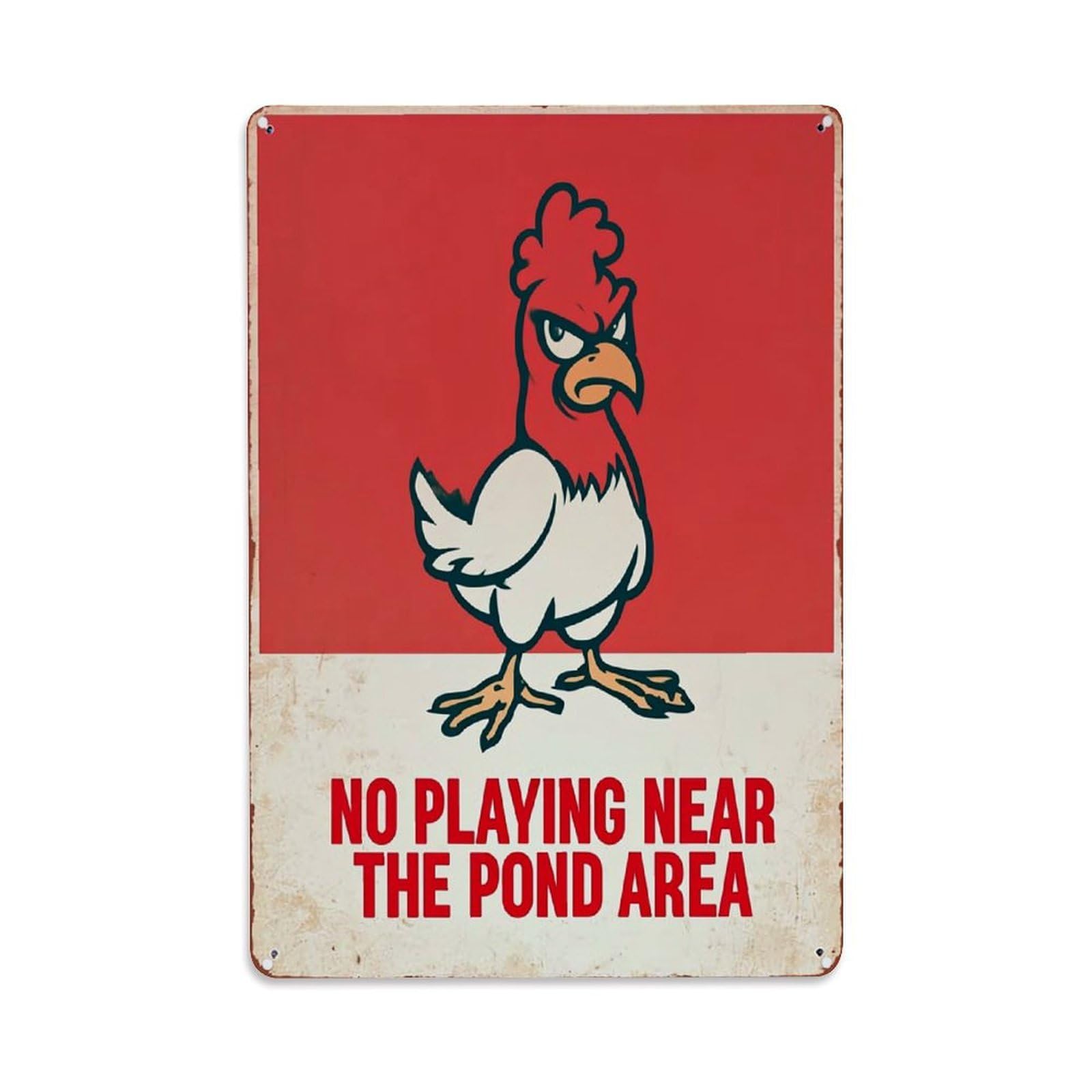 Jdfenggu Vintage Angry Rooster Warning Sign Design Retro Metal Tin Sign, Metal Poster For Bar, Home, Man Cave, Kitchen, Laundry Room Art Decor 8X12 Inch