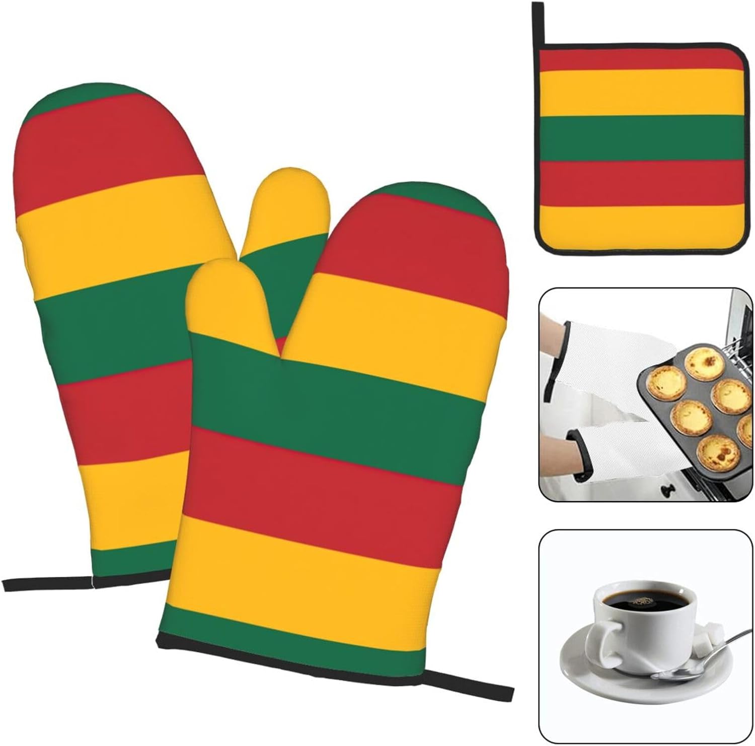 Flag of Lithuania Print Heat Resistant Microwave Gloves, Used for Baking, Cooking, and Fashion Kitchen Essentials