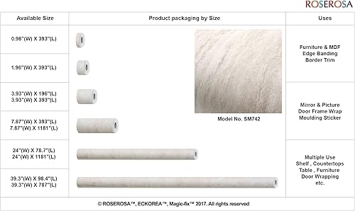 Miniatura 6 de ROSEROSA Papel tapiz autoadhesivo de mármol sintético de PVC, revestimiento de estante de encimera, travertino (SM742 2.00 pies x 6.56 pies)