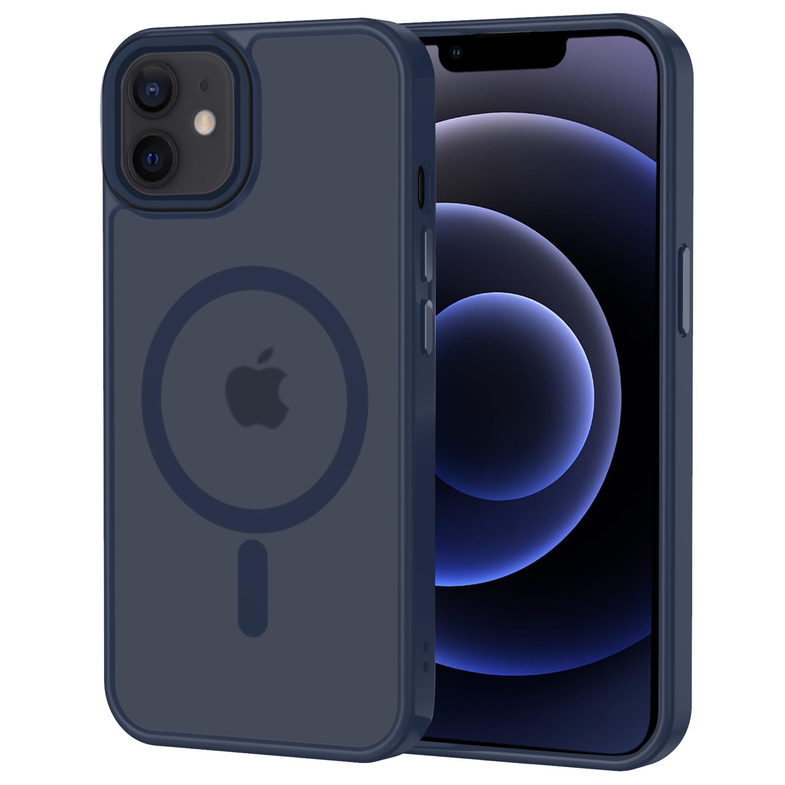 XTCASE Cover Magnetica per iPhone 12 Mini [Compatibile con MagSafe], Custodia Traslucida Opaca Posteriore Resistente ai Graffi TPU Bumper Antiurto Sottile Protettiva Case, Blu