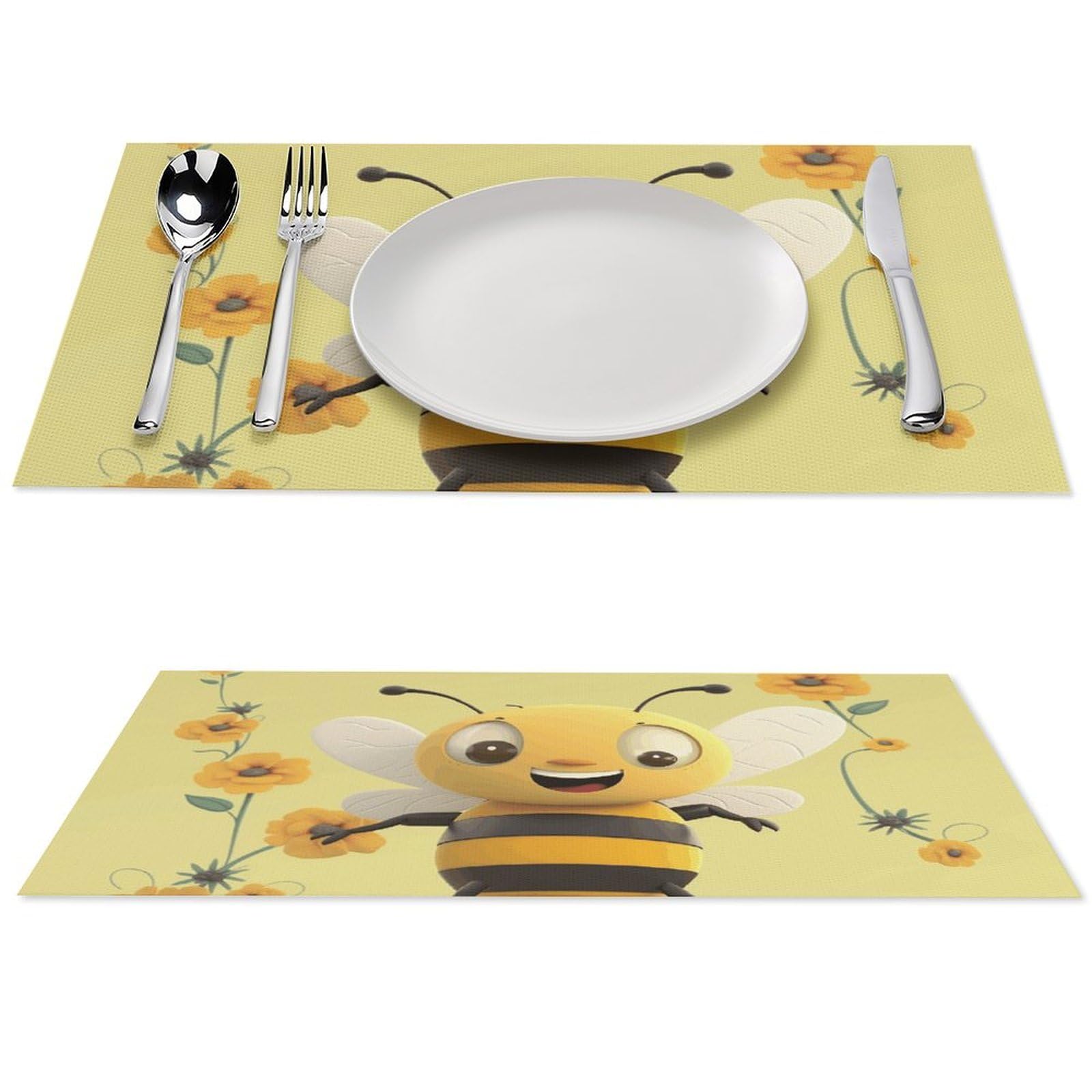 Sets de table Happy Bee x4 en PVC lavable et antidérapant