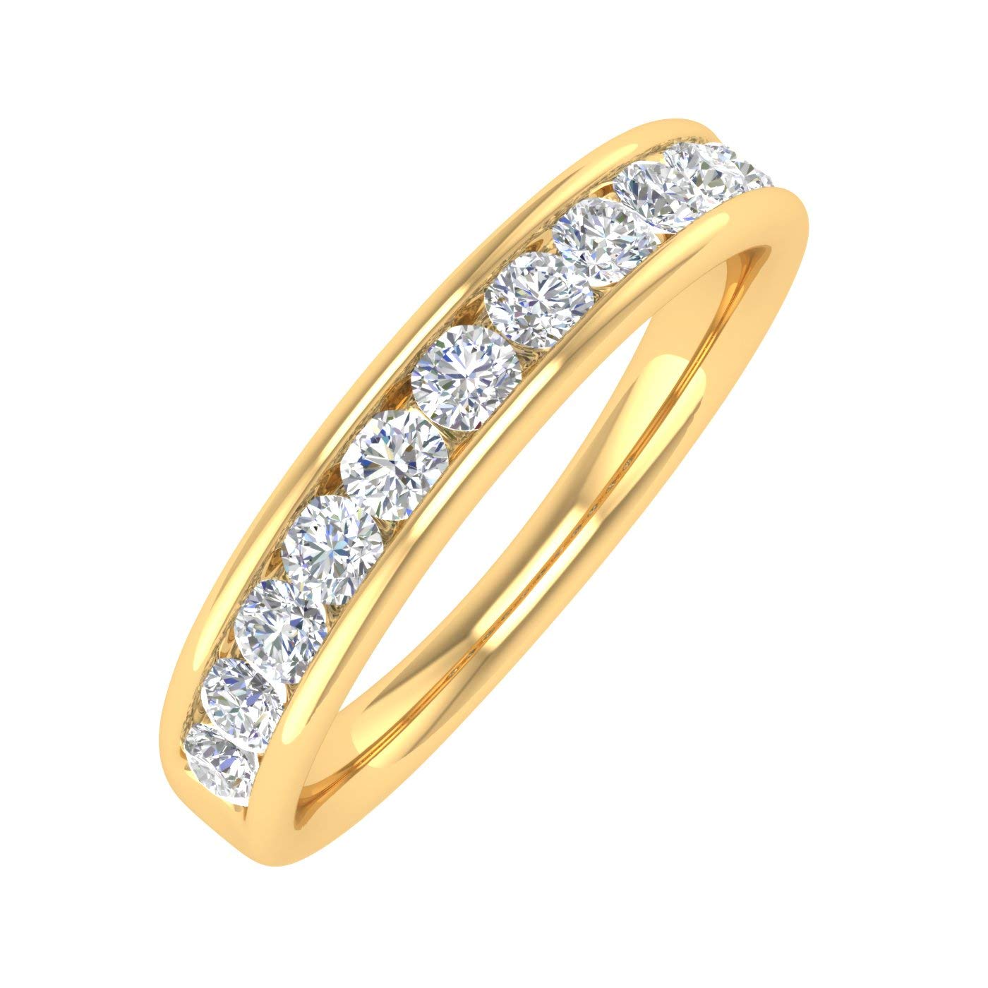 FINEROCK1/2 Carat Channel Set Diamond Wedding Band Ring in 14K Gold
