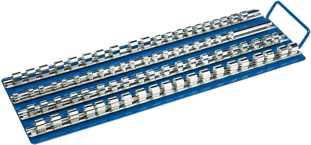 Draper 29760 1/4 Inch, 3/8 Inch, 1/2 Inch Square Drive Socket Retaining Bar Carrier, Blue