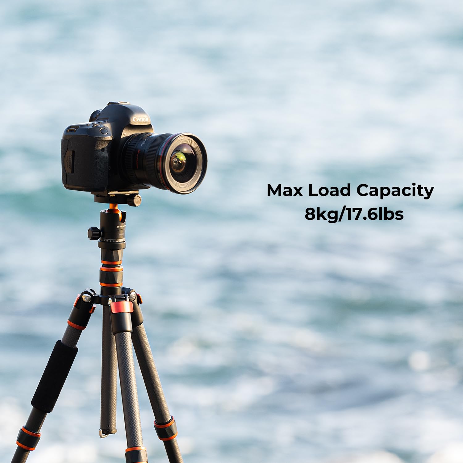 K&F Concept Statyw węglowy 152 cm, lekki tripod, elastyczny statyw do aparatu z głowicą kulową 360°, gwint 1/4", torba do przenoszenia aparatu DSLR C225C0+BH-25(BA225)