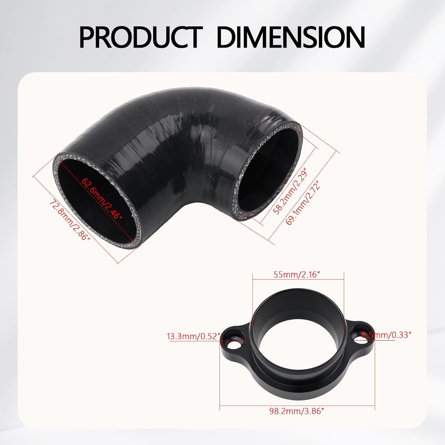 Turbo Inlet Pipe Compatible with Toyota GR Yaris 2020+ 1.6T High-Flow Performance Turbo Inlet Hose Kit with Silicone Hose Clamps