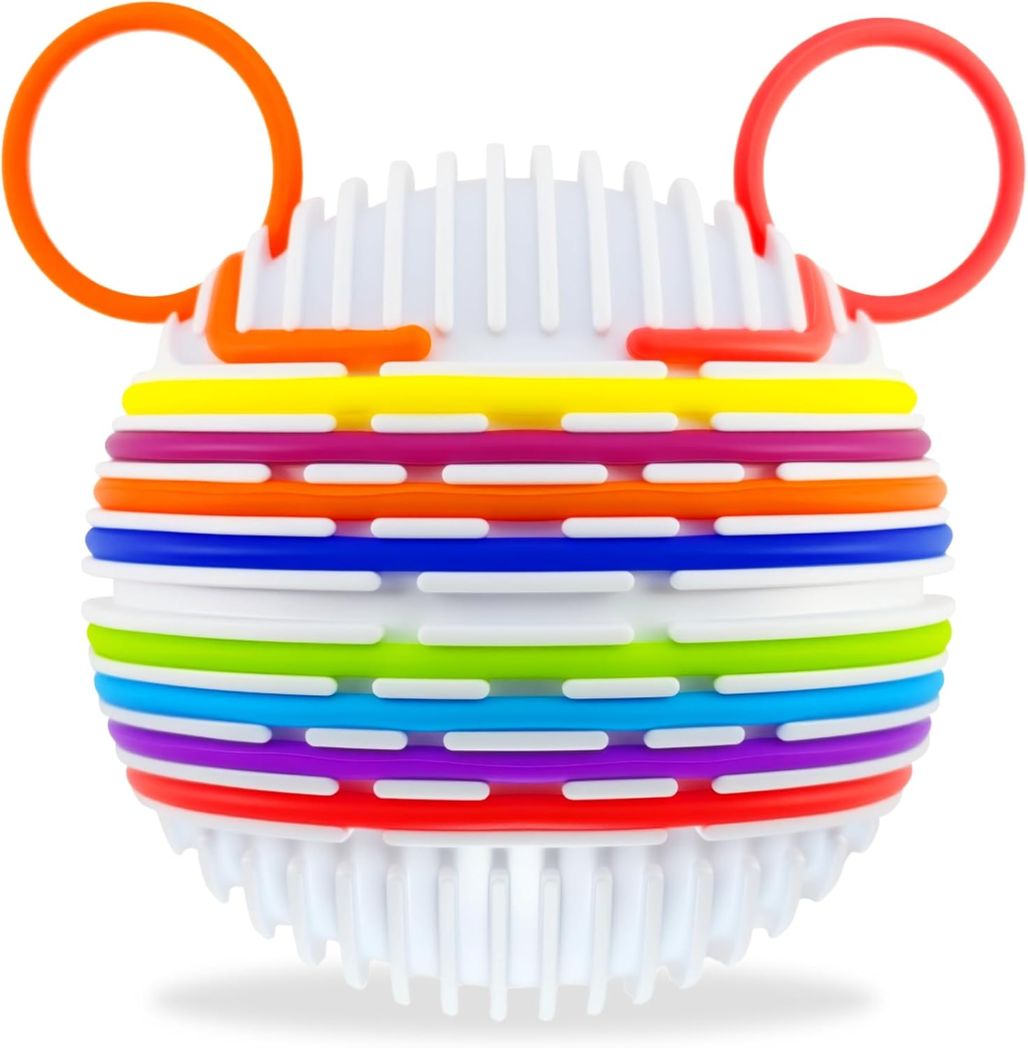 Sensory Activity Ball – Sensory Activity Board with 16 Colorful Silicone Strings, 3D DIY Textured Anxiety Relief Toy for Kids & Adults, Stress Relief Fidget Toy for DHD & Autism (White)