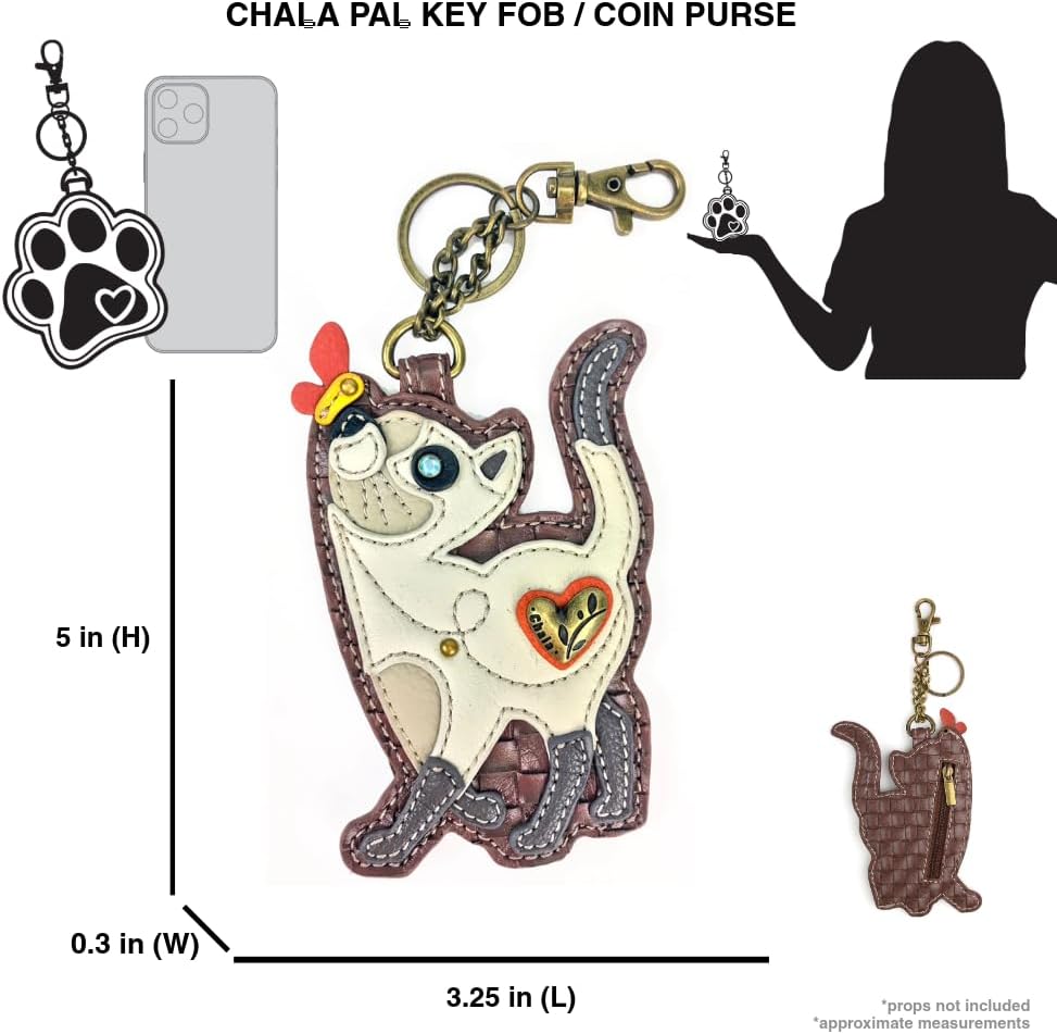 CHALA Cat Collection Women's Decorative Key Fob/Coin Purse Accessory (Slim Cat) - Image 3