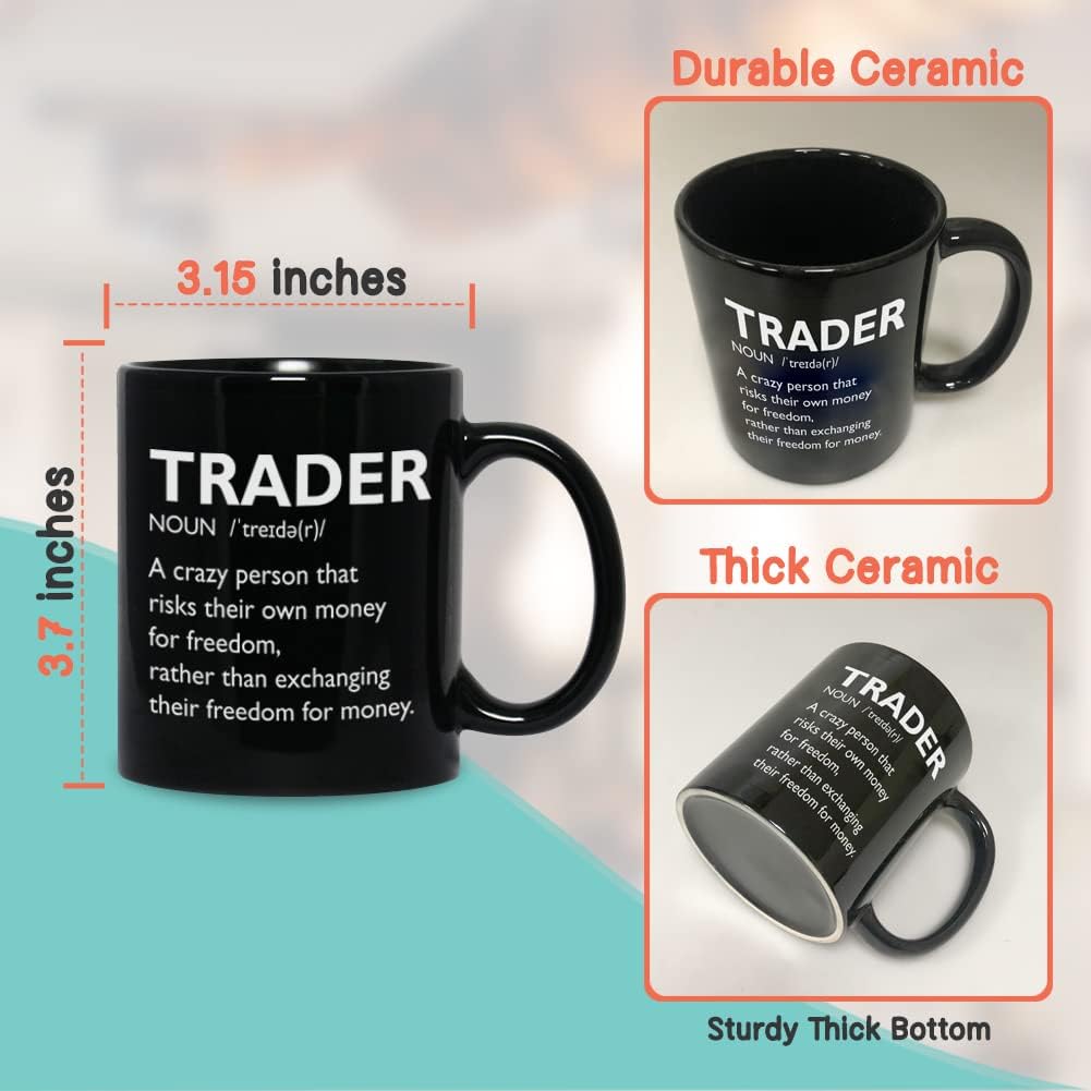 Bubble Hugs Stock Market Coffee Mug - Trader Definition Crazy Person - Day Trader Brokers Financial Adviser Investor Office Saving Investing Trading Planner 11 oz Black - Image 4