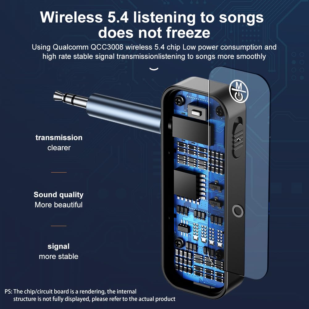 AXFEE Trasmettitore Bluetooth 5.4, con RCA & 3.5mm AUX Plug and Play, per Cuffie/Smartphone/Aereo/TV/PC/Bluetooth Apparecchio Acustico/Altoparlante