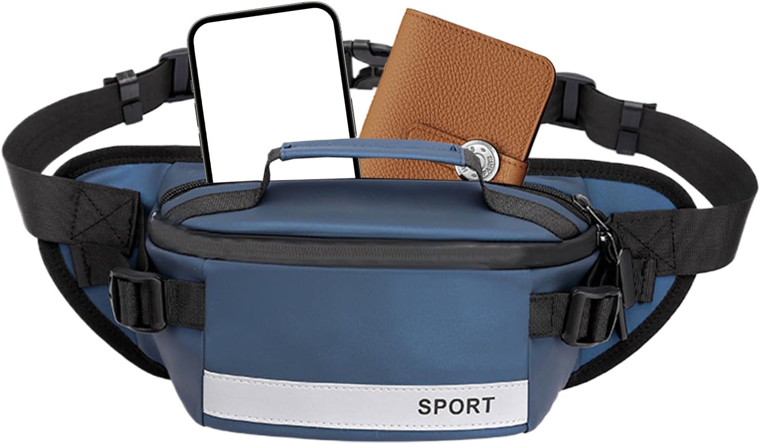 antifurto, con cerniera, ergonomico, in nylon, con cerniera, per palestra, allenamento, pendolarismo, vacanze, Blu, Vedi descrizione, Unisex