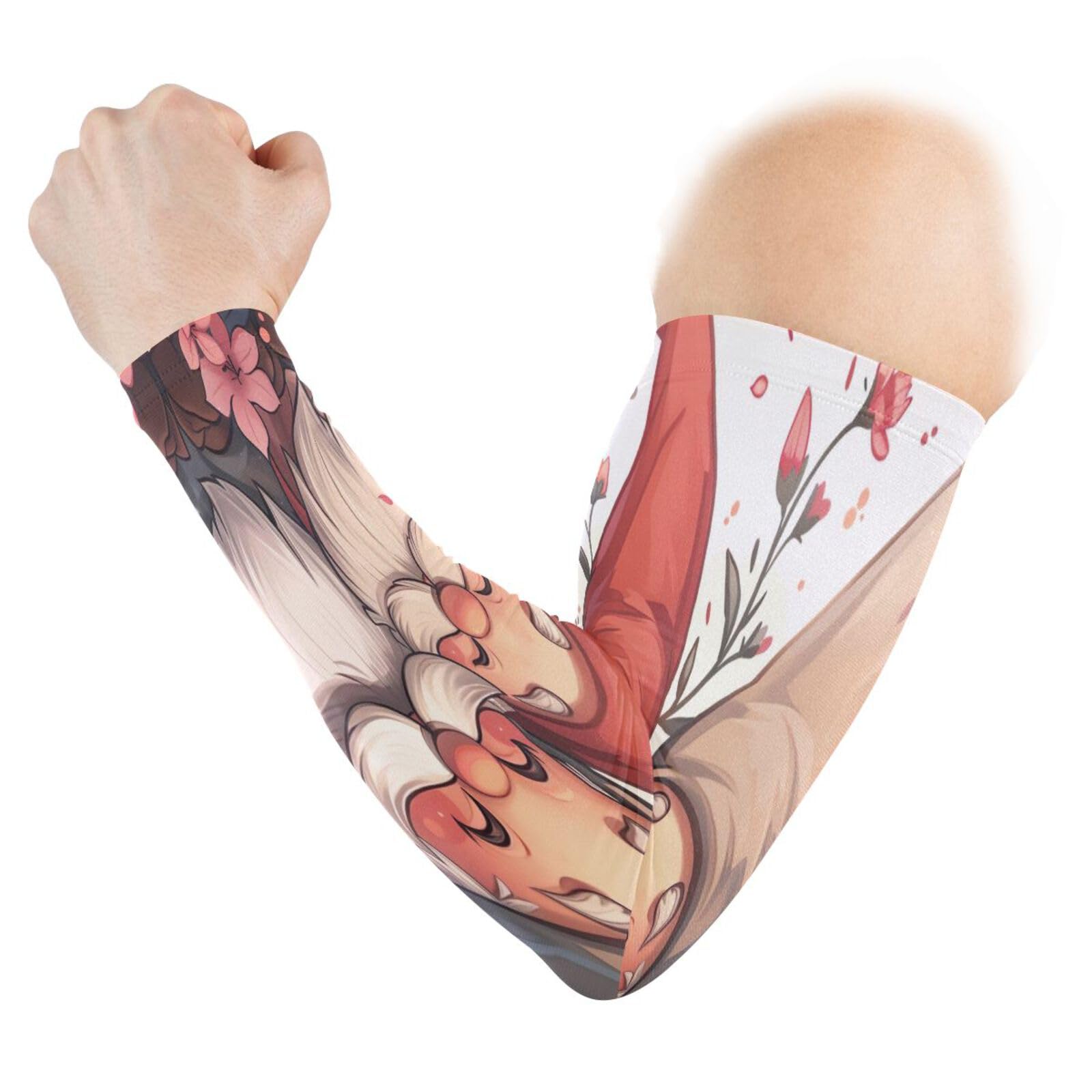 YEGAME Arm Sleeves for Men & Women, Flower Gnome 1 Pair Cooling UV Sun Protection Sports Compression Sleeves, UPF 50+ Basketball Tennis Cycling Arm Warmers, Breathable Tattoo Cover Sleeve