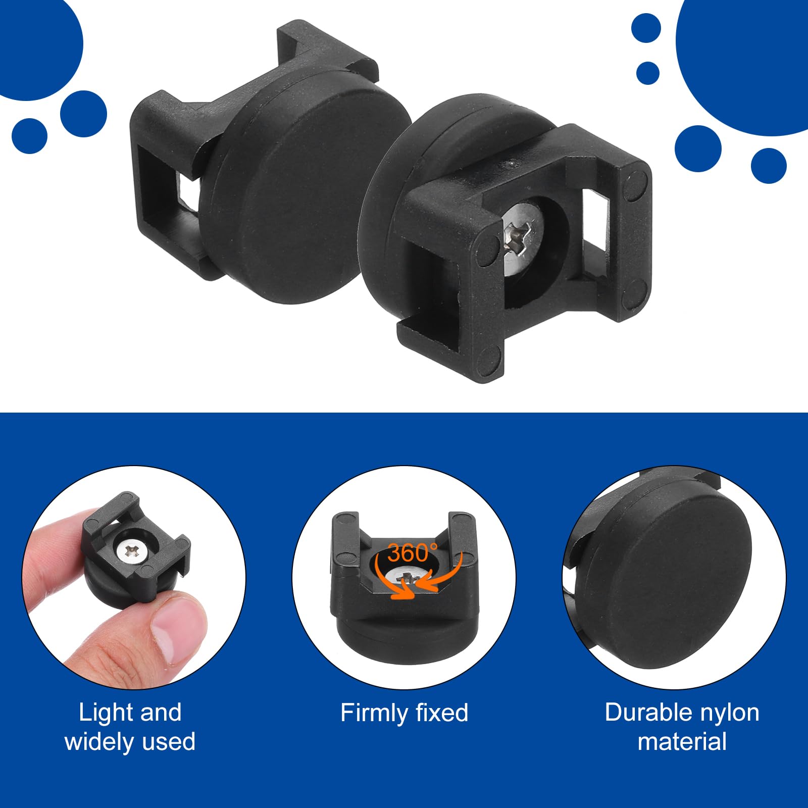 DMiotech 5Pcs Magnetic Zip Tie Mount,22mm Dia Multipurpose Magnetic Cable Clips Organizer Holders Clamps Saddle Type Management Base for Cable Wire Tubing Sleeving Conduit,Black - Image 3