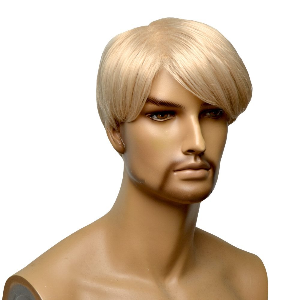 GOOACTION Men's Short Straight Blonde Charming Wig for Male Synthetic