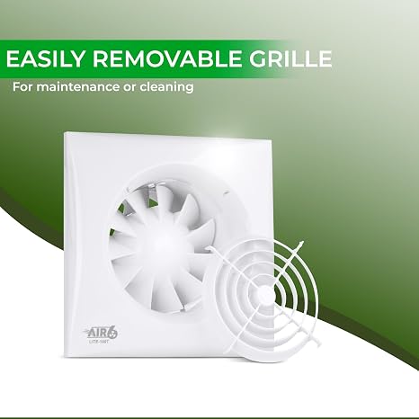 AIR 6 Lite-100T Powerful-95m3/h & Quiet-30dB(A) Extractor Fan with Timer for 4'' 100mm Ducting-White (100mm 4inches)