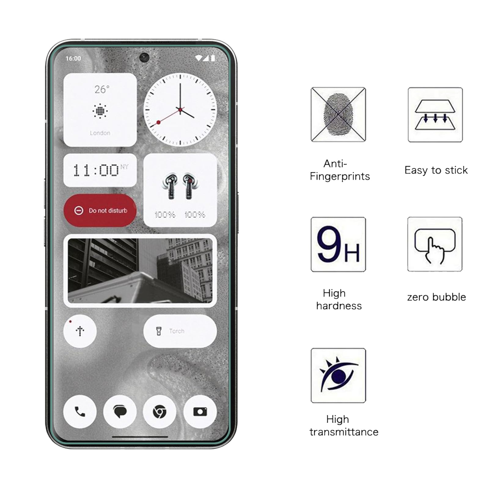AOKUMA Pellicola In Vetro Temperato Per Nothing Phone 2a (2 Pezzi) - Durezza 9H, Anti-impronta, Ultra Sottile 0,26 Mm Con Garanzia A Vita - 2