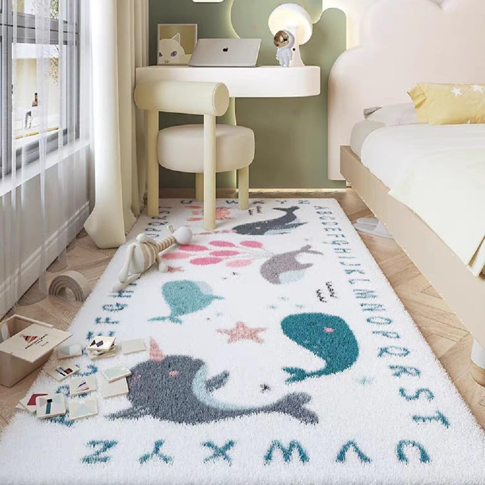 Tapis de sol enfant YATOLA blanc 80x160cm antidérapant pour chambre