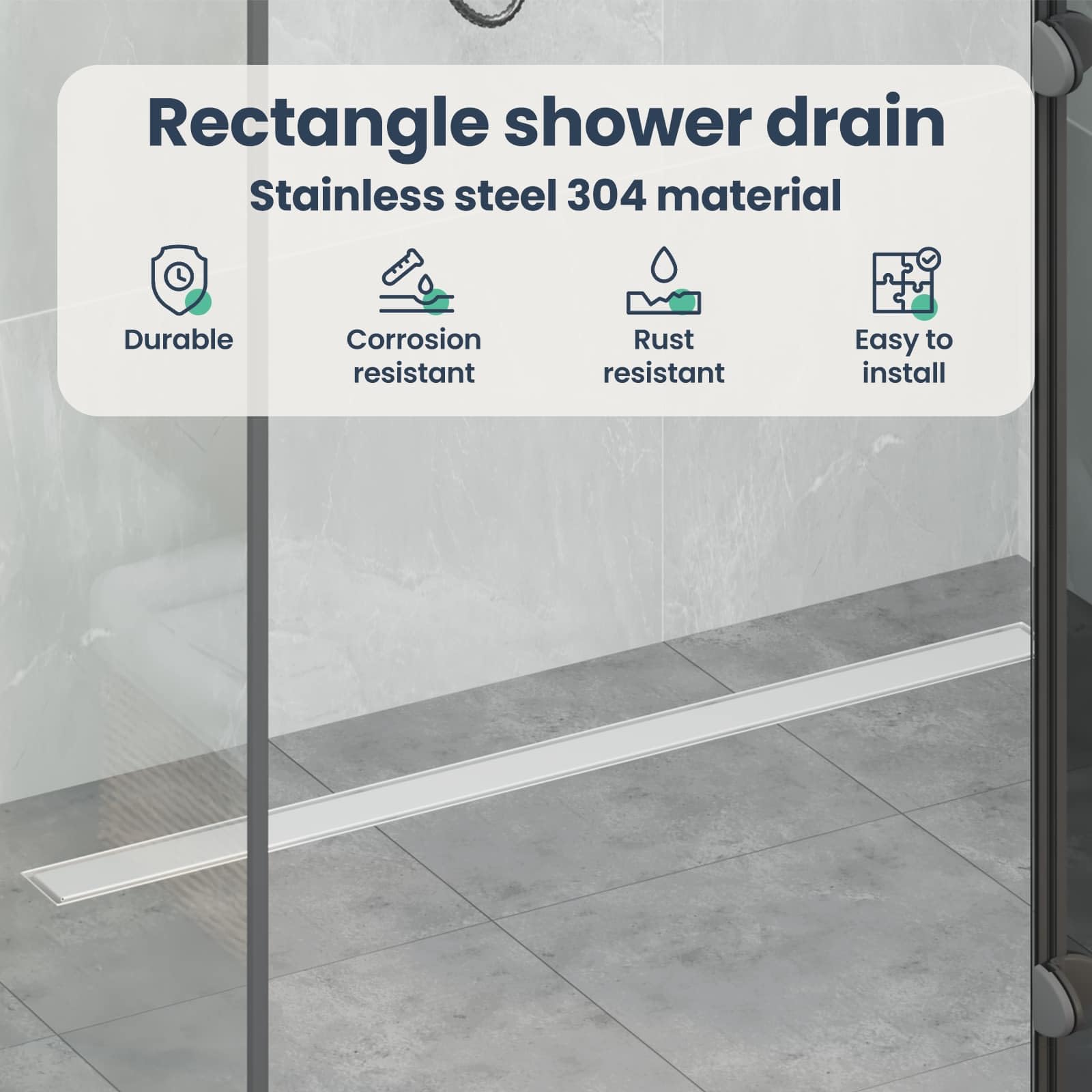 vidaXL Scarico Doccia 2-in-1 con sifone a 360° Argento 100 cm, Ristrutturazione Bagno, componente Doccia Moderno, Installazione Scarico Rettangolare per drenaggio e impianto Idraulico