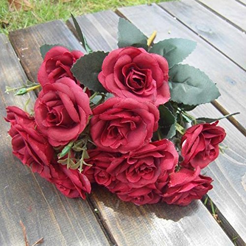 Buy 1 Keythemelife Artificial False Rose Silk Flowers red yellow pink white 12 Flower Heads