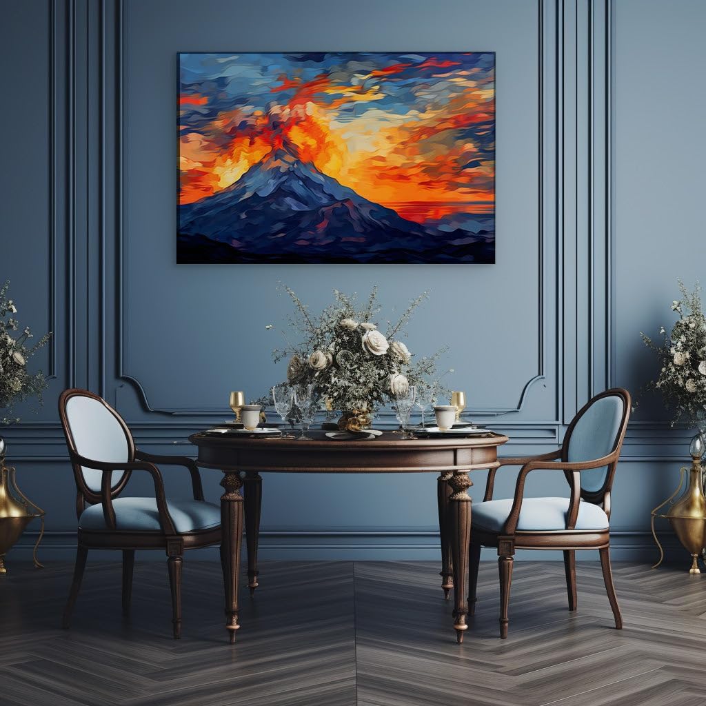 Canvas for Living room. Igniting the Horizon A Volcanic Eruption's Vivid Canvas, 27 x 18 inch Canvas Wall Art - Surrealistic Visions - Modern Home Decor - 69x46 cm (27x18 inch)
