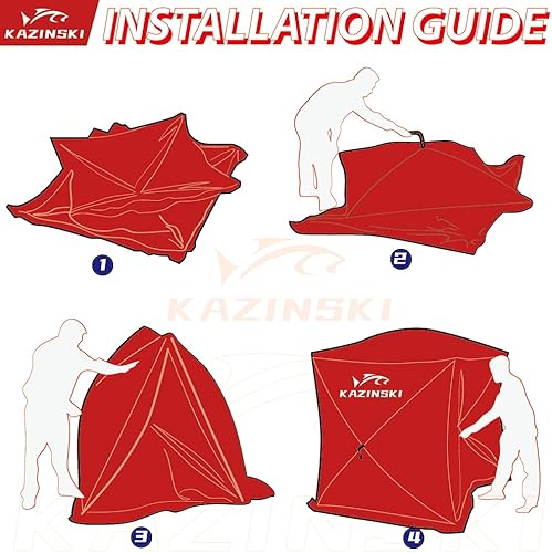 Miniatura 2 de KAZINSKI Tienda de pesca en hielo portátil para 3 personas, refugio de pesca en hielo con aislamiento térmico para pesca en hielo con capa aislante