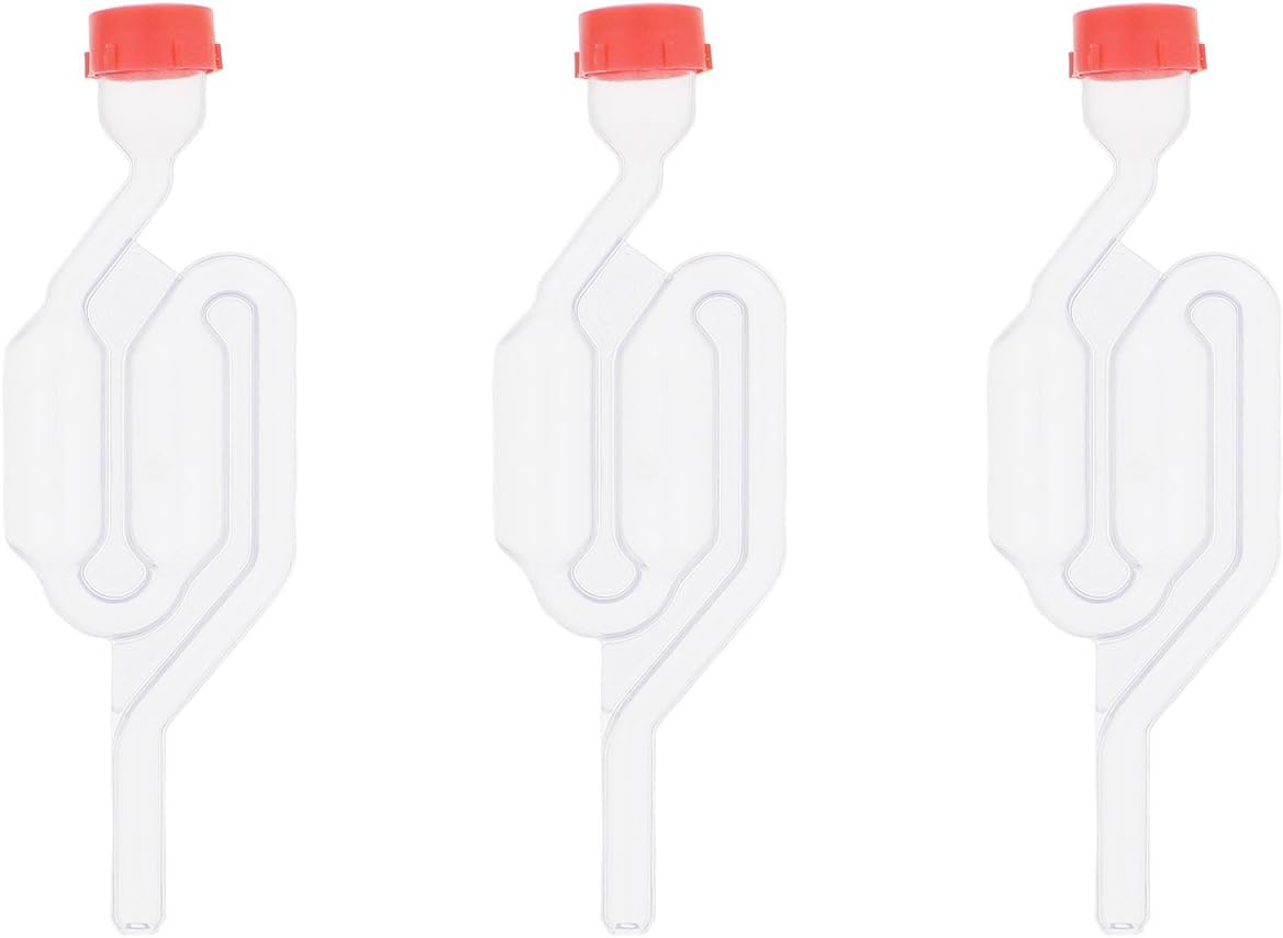G Francis S-Shape Bubble Water Grommet 3-Pack Airlocks for Fermenting, Exhaust Seal Valves Beer Wine Making Fermentation