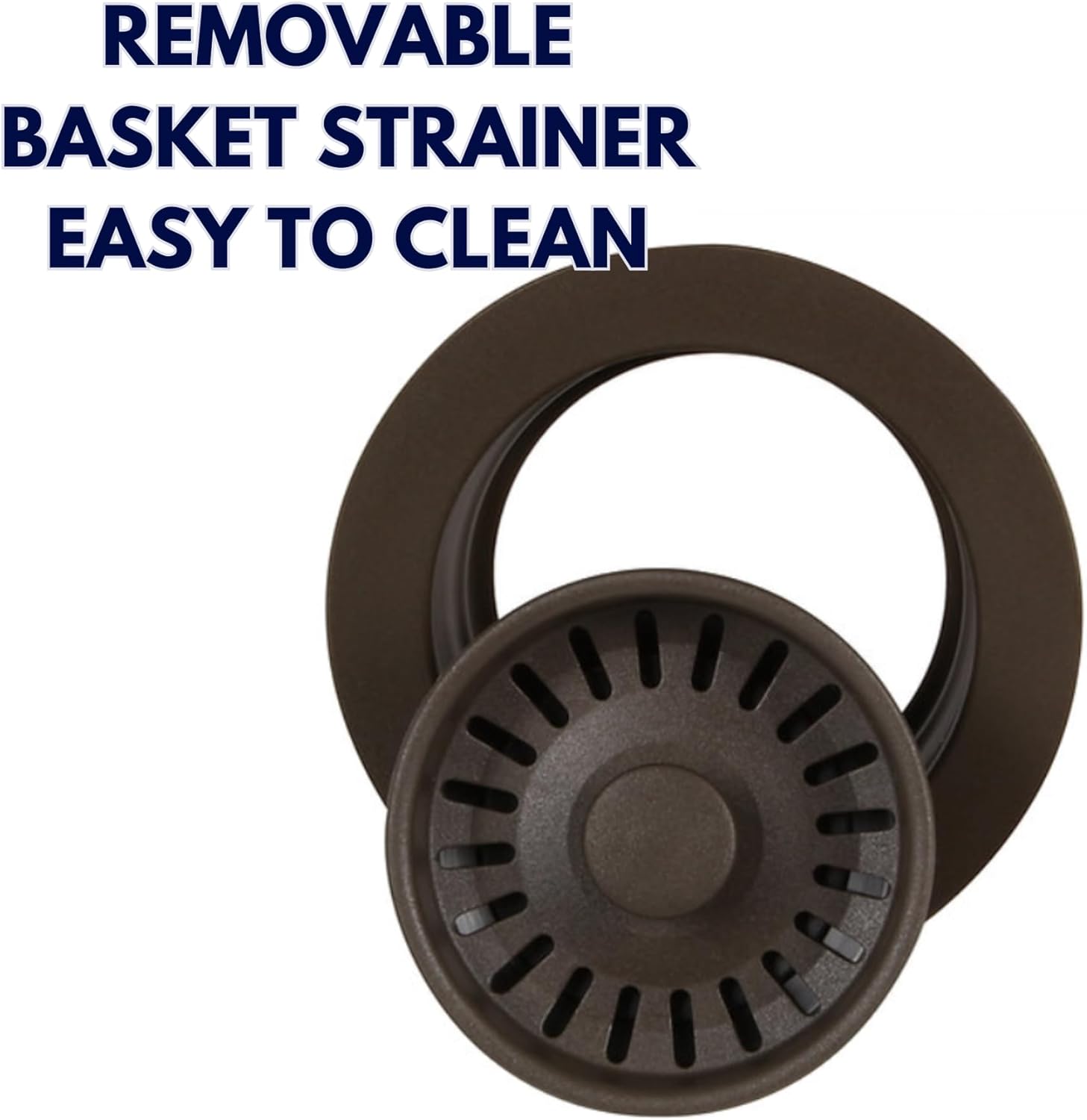 Nantucket 3.5DF-GCCB Brown Decorative Trim Ring for Disposal Flange, for Granite Composite Sinks, Made in Italy