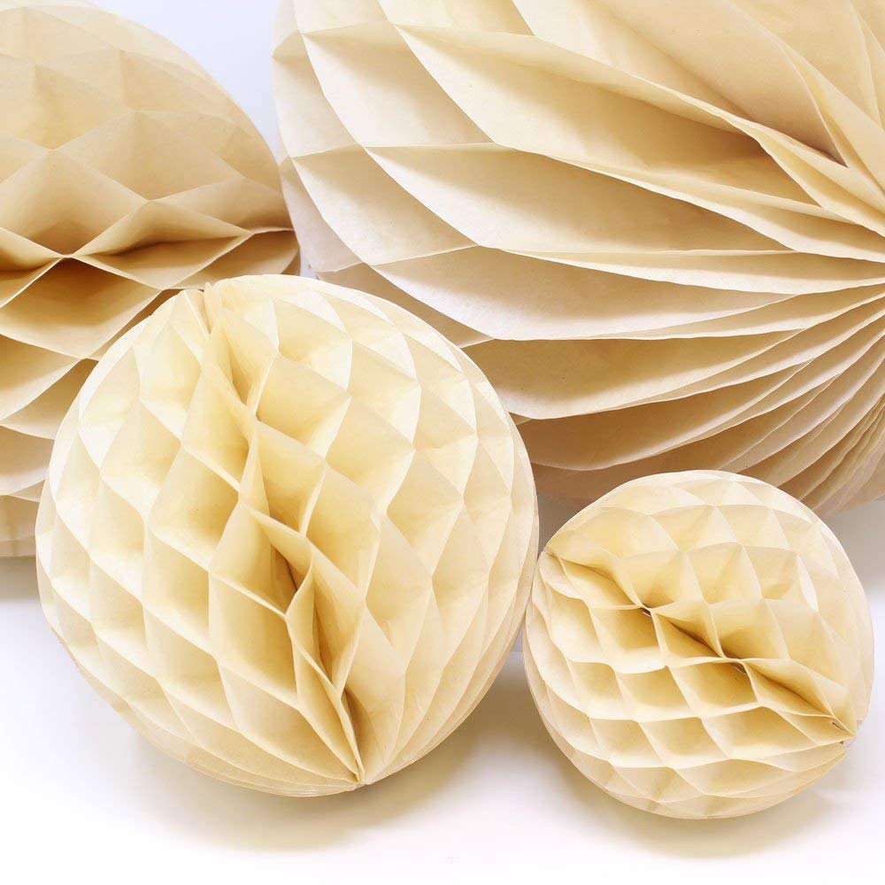 Matissa Ivory (Cream) 8"(20Cm) Paper Honeycomb Balls (Pack Of 3) Several Colours Available (Cream)