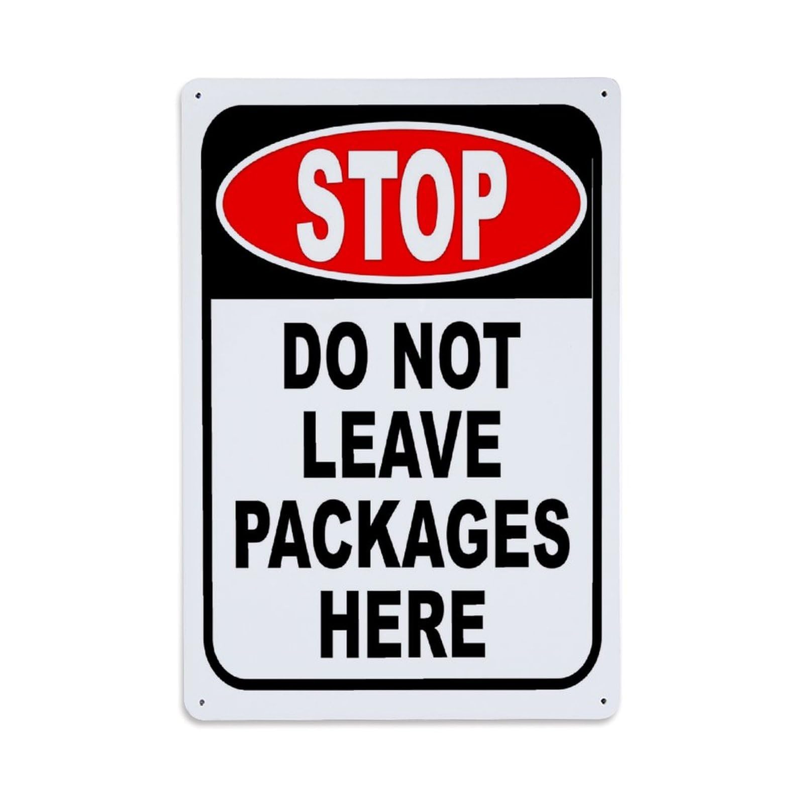 Stop Do Not Leave Packages Here Vintage Tin Sign Retro Metal Wall Decor Metal Poster, Home Bar Garage Farmhouse Cafe Wall Art Decoration 8x12Inches